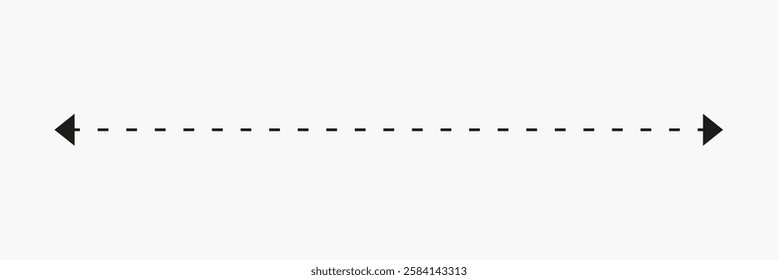 Dashed line with arrows on both ends, indicating direction or movement. Arrows and dashed line create a sense of flow and guidance. Simple, clear design. Vector isolated on white.