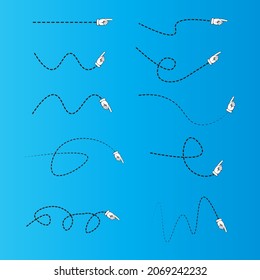 Dashed line arrows vector set with icon hands and you can easily use in your work.