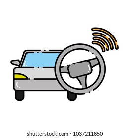 dashed line car transport with steering wheel drive
