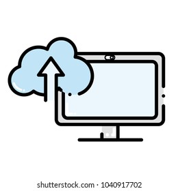 Dashed Line Computer Technology Cloud Data Stock Vector (Royalty Free ...