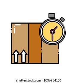 dashed line delivery package service with chronometer object