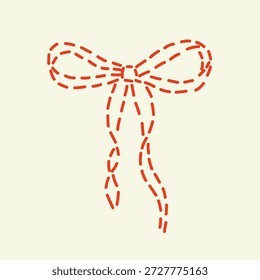 Ilustração em forma de rabisco de linha tracejada. Design de fita minimalista desenhado à mão. Elemento feminino costurado. Gráfico vetorial