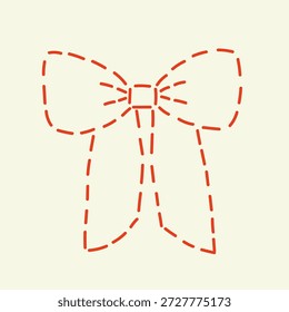 Ilustração em forma de rabisco de linha tracejada. Design de fita minimalista desenhado à mão. Elemento de bordado costurado. Gráfico vetorial