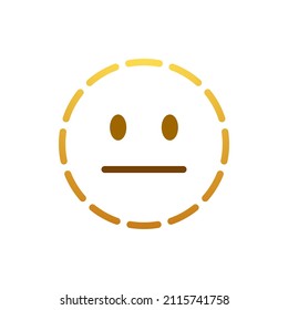 Dashed line face social media emoji isolated on white background. Doted emoticon symbol modern, simple, vector, icon for website design, mobile app, ui. Vector Illustration