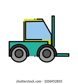 dashed line forklift machine vehicule to industry transportation