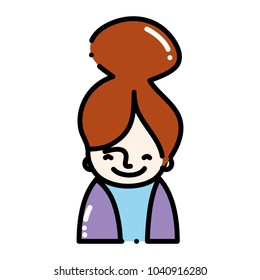 dashed line happy woman with blouse and hairstyle design