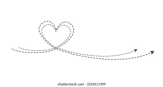 Dashed line heart drawing vector (Valentine's Day)
