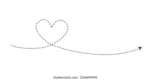 Dashed line heart drawing vector (Valentine's Day)