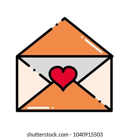 dashed line open love letter with romantic message