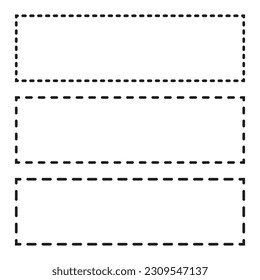 Dashed line rectangles.Thin and thick lines. Cut lines, rectangle cutout forms. vector illustration.