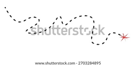 Dashed line and red X sign on travel map.