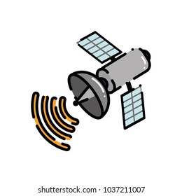 dashed line satellite technology digital global netword