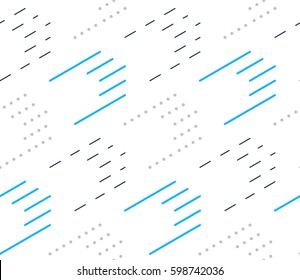 Dashed line seamless pattern, dynamic motion concept, linear background vector