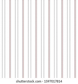 Dashed line seamless pattern with ฺBlack, red and white colors vertical parallel stripe.Vector stripe abstract background.