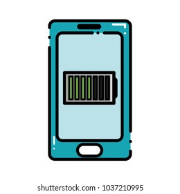 dashed line smartphone with low baterry power technology