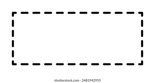 Dashed line square frame. isolated on white background.