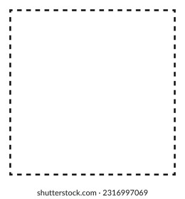 Dashed line squares. Thin and thick lines. Cut lines, square cutout forms. Vector illustration. stock image.