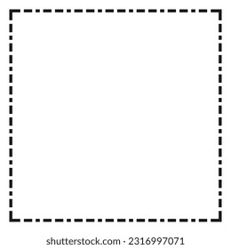Dashed line squares. Thin and thick lines. Cut lines, square cutout forms. Vector illustration. stock image.