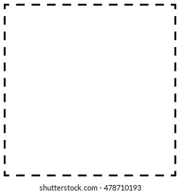 Dashed line squares. Thin and thick lines. Cut lines, square cutout forms