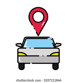 dashed line vehicle transport with location map symbol