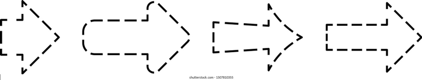 Dashed Lines Arrows Set Pack Symbols