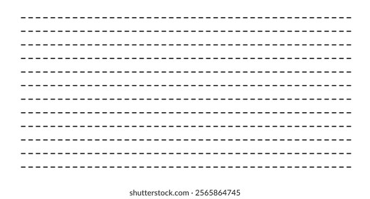 Dashed lines collection. different types of dashed lines. black dashed line set collection isolated on white background. collection of lines for notebook pages. sewing cutting kit in eps 10.