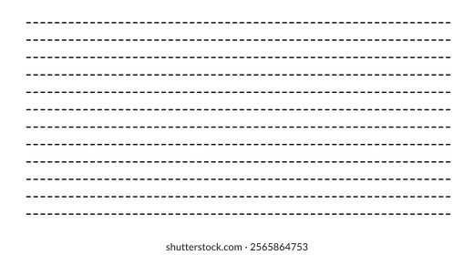 Dashed lines collection. different types of dashed lines. black dashed line set collection isolated on white background. collection of lines for notebook pages. sewing cutting kit in eps 10.