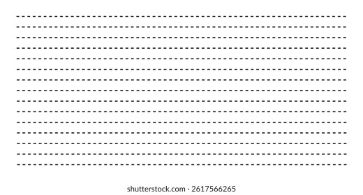 Dashed lines collection. different types of dashed lines. black dashed line set collection isolated on white background. collection of lines for notebook pages. sewing cutting kit in eps 10.