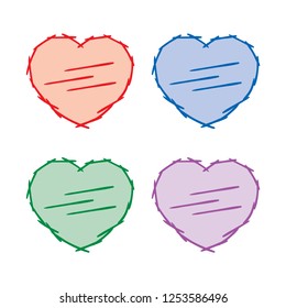 dashed lines and heart colored vector