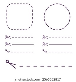 dashed lines scissors icon vector