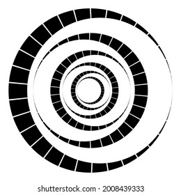 Dashed lines spiral, swirls, and twirls. Concentric, and circular volute, helix vector element