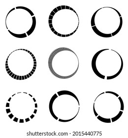 Dashed lines spiral, swirls, and twirls. Concentric, and circular volute, helix vector element