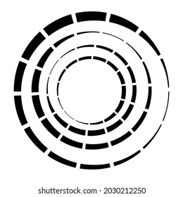 Dashed lines spiral, swirls, and twirls. Concentric, and circular volute, helix vector element
