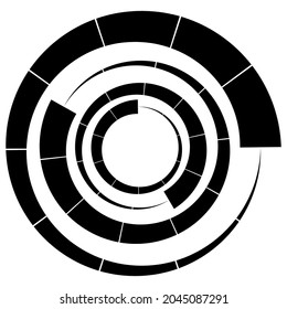 Abgezogene Linien spiralförmig, wirbeln und wirbeln. Konzentriertes und kreisförmiges Volumen, helix-Vektorelement