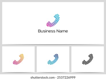 Linhas tracejadas Telefone Telefone Logo Design