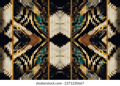 Dashed lines textured geometric tribal ethnic seamless pattern. Dash lines tapestry carpet style vector colorful background. Repeat halftone backdrop. Endless grunge dash line moire trendy ornaments.