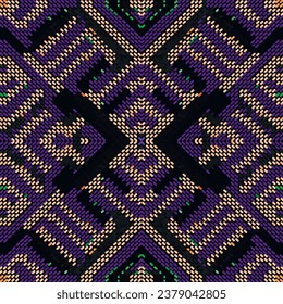Dashed lines textured traditional style seamless pattern. Dash lines ornamental tribal ethnic vector colorful background. Halftone backdrop. Grunge dash line moire ornament. For fabric, prints, design