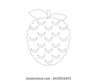 dashed lychee outline for coloring book template, lychee for kids illustration worksheet printable