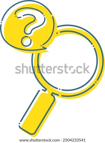Dashed magnifying glass and question mark