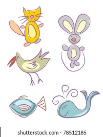 dashed off cute animals for children