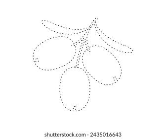 dashed olive outline for coloring book template, olive for kids illustration worksheet printable