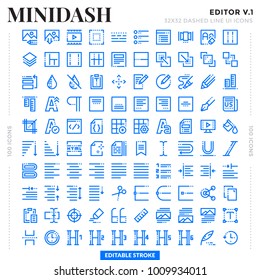 Dashed Outline Icons Pack for UI. Editable Stroke. Pixel perfect thin line vector icon set for web design and website application.
