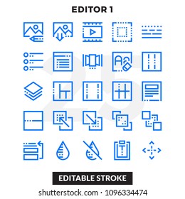 Dashed Outline Icons Pack for UI. Editable Stroke. Pixel perfect thin line vector icon set for web design and website application.