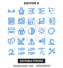 Dashed Outline Icons Pack for UI. Editable Stroke. Pixel perfect thin line vector icon set for web design and website application.