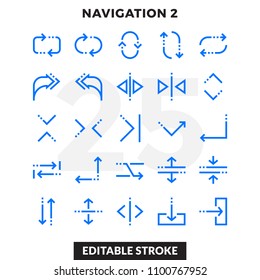 Dashed Outline Icons Pack for UI. Editable Stroke. Pixel perfect thin line vector icon set for web design and website application.