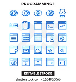 Dashed Outline Icons Pack for UI. Editable Stroke. Pixel perfect thin line vector icon set for web design and website application.