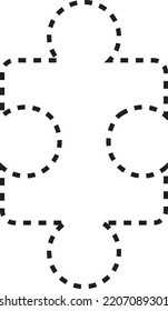 Dashed Outline Puzzle Piece Vector Illustration
