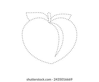 dashed peach outline for coloring book template, peach for kids illustration worksheet printable