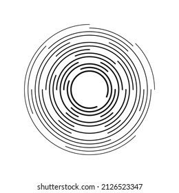 Dashed random concentric circles. Isolated on white background. Vector illustration, eps 10.