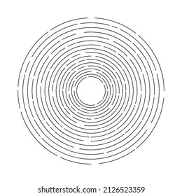 Dashed random concentric circles. Isolated on white background. Vector illustration, eps 10.